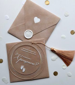 Акрилова табличка з кругом для хрещеної мами з китичкою 657480956 фото